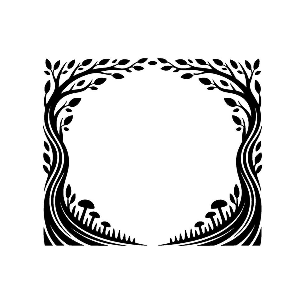 Botanical Frame, Elegant Forest Border, Vintage Illustration vector