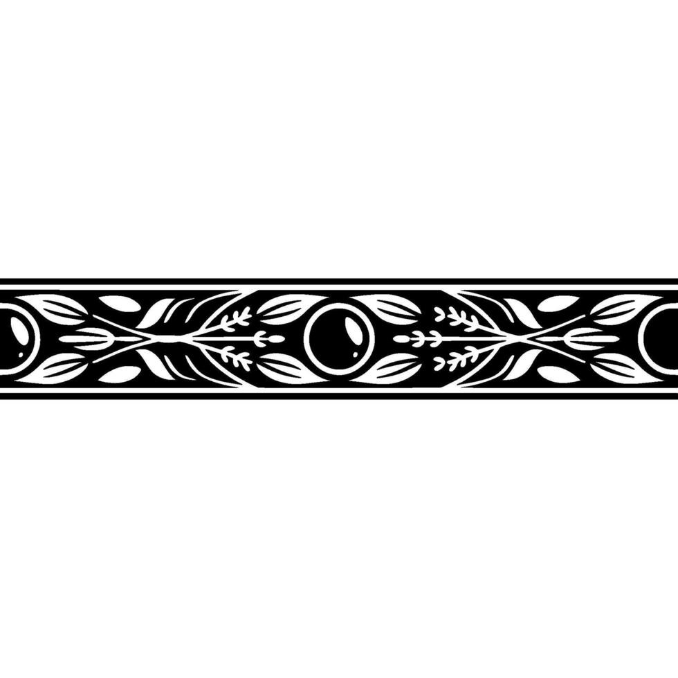 Elegant Botanical Border, Vintage Style, Gray vector