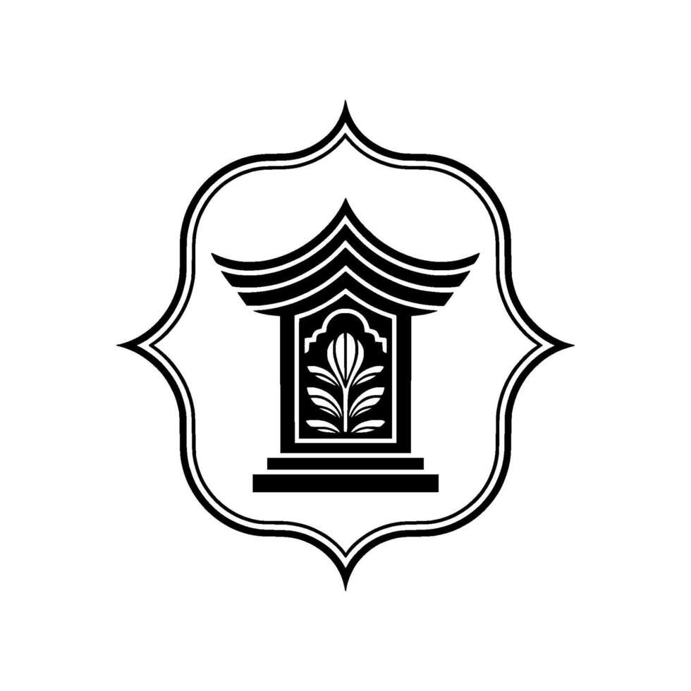 Elegant Asian Pavilion Emblem, Minimalist, Architecture vector