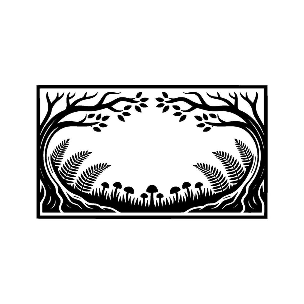 Enchanted Forest Silhouette, Minimalist Frame vector