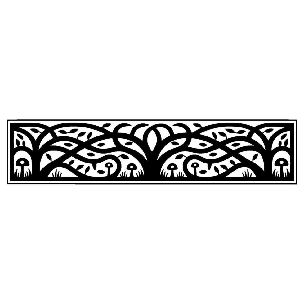 Intricate Blackwood Border, Stylized Tree Motif vector