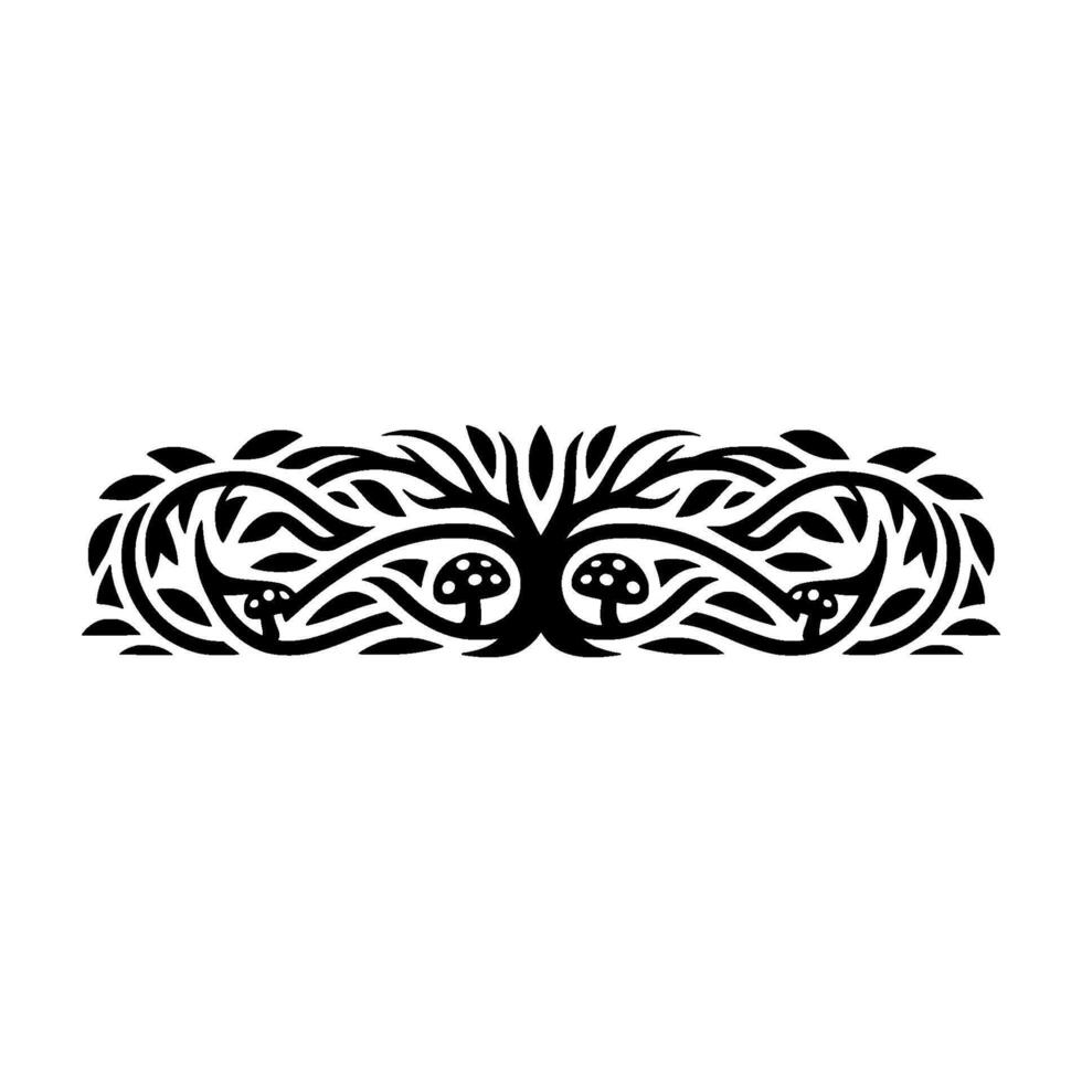 Intricate Black Tree Mushroom Ornament, Celtic vector