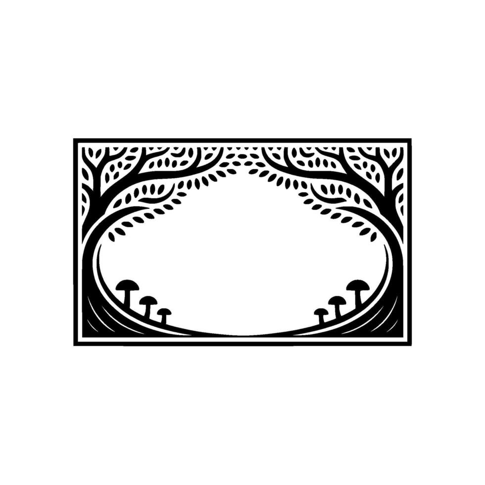 Art Nouveau Forest Frame, Elegant Botanical Illustration vector