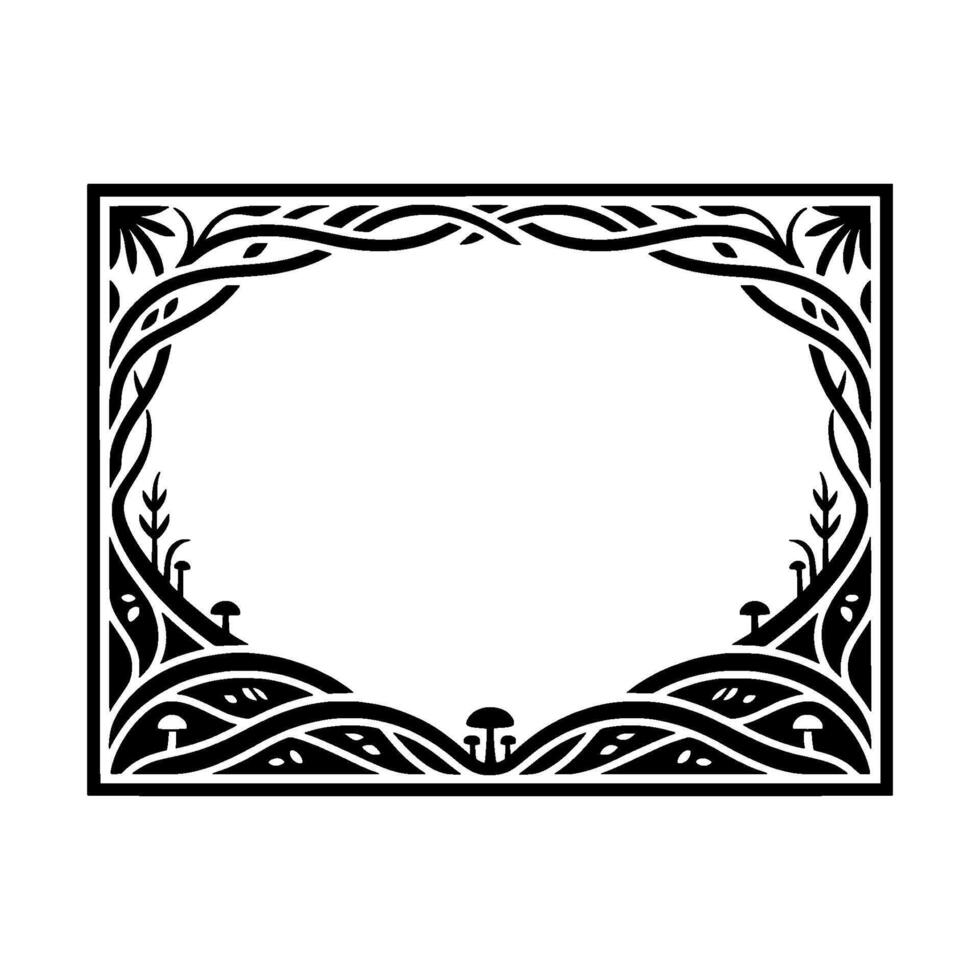 Intricate Forest Frame, Stylized Woodland Border vector