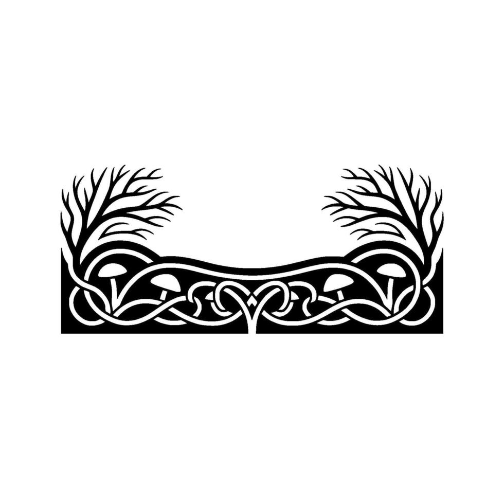 Celtic Knotwork Tree Border, Vintage vector