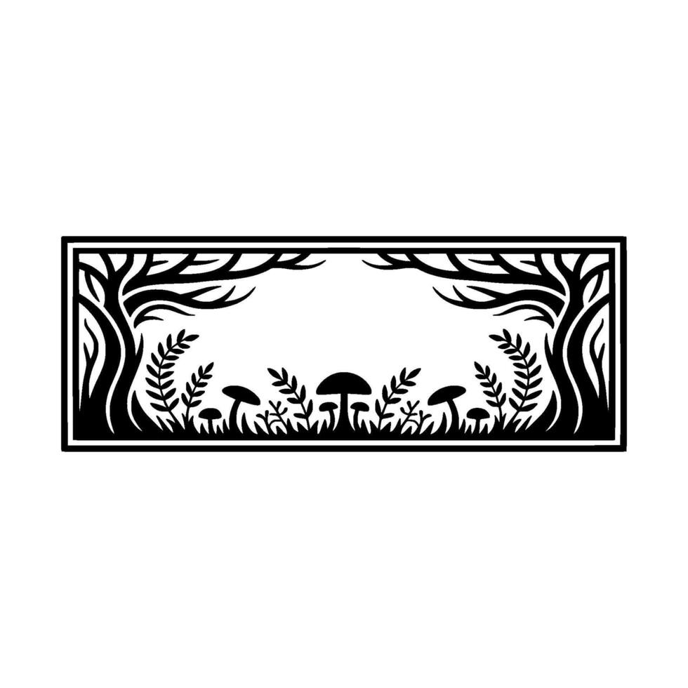 Stylized Forest Border, Intricate Silhouette vector