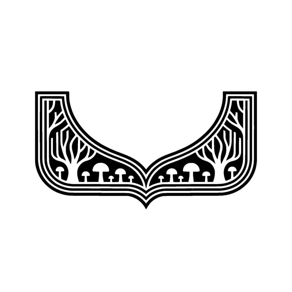 Intricate Forest Emblem, Gothic Revival, Mystical Symbol vector