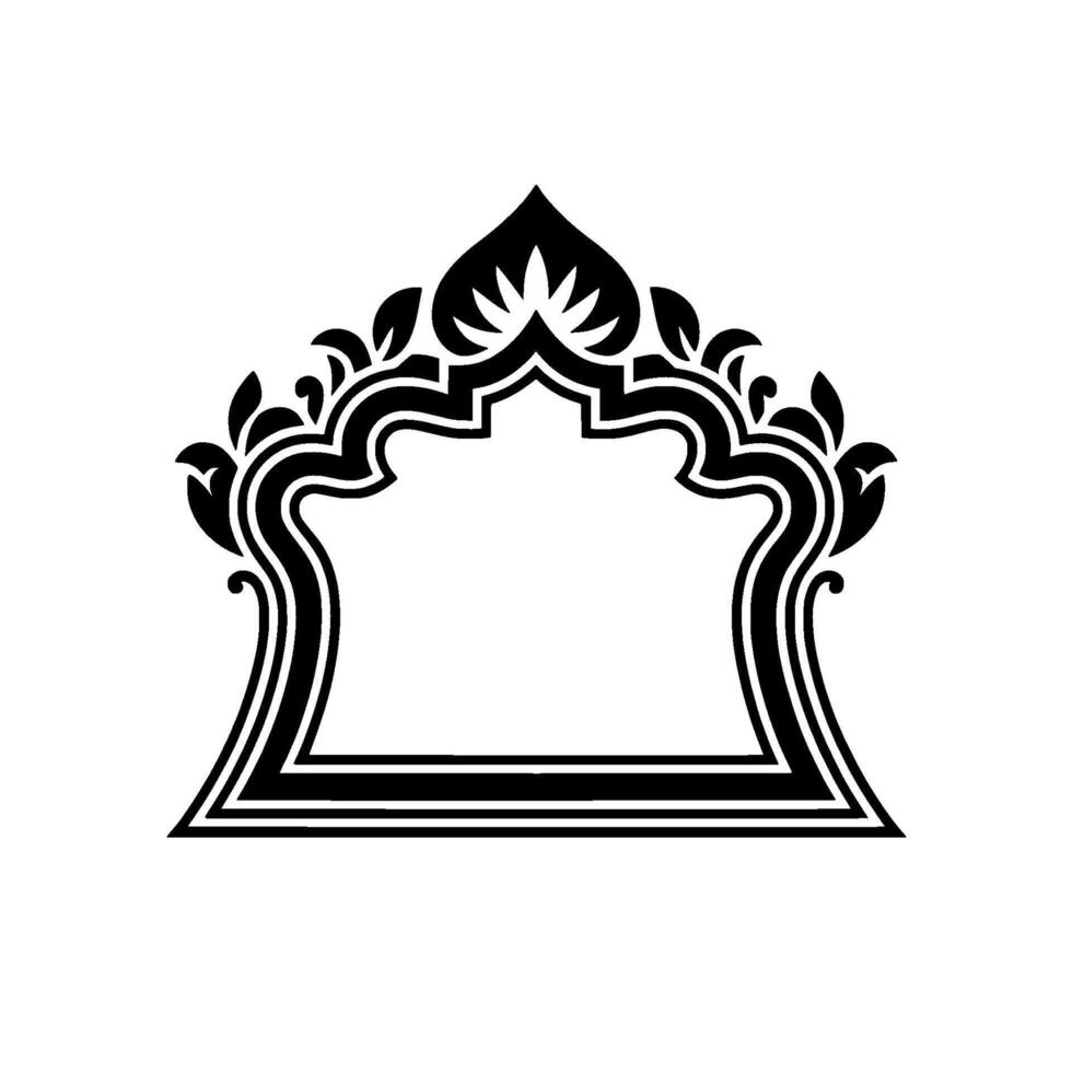 Intricate Black Arch Ornament, Thai Style vector