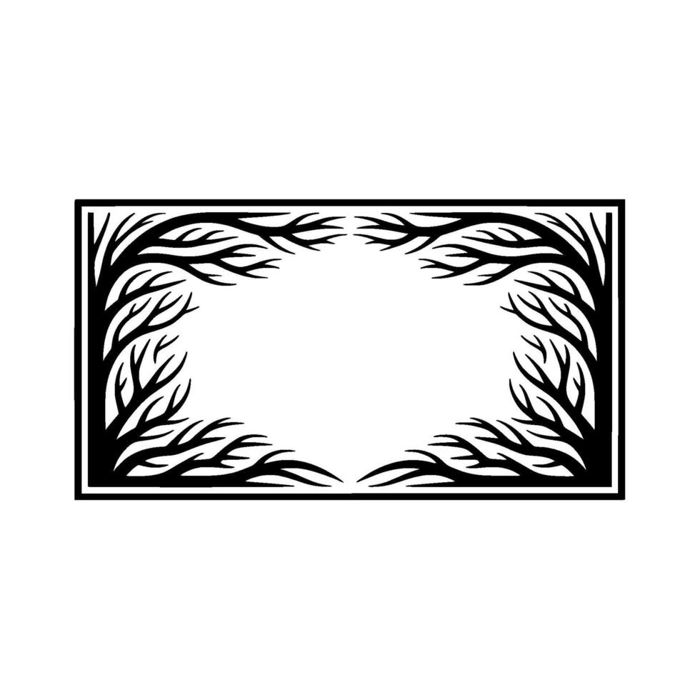 Stylized Branch Border, Minimalist Black White Frame vector