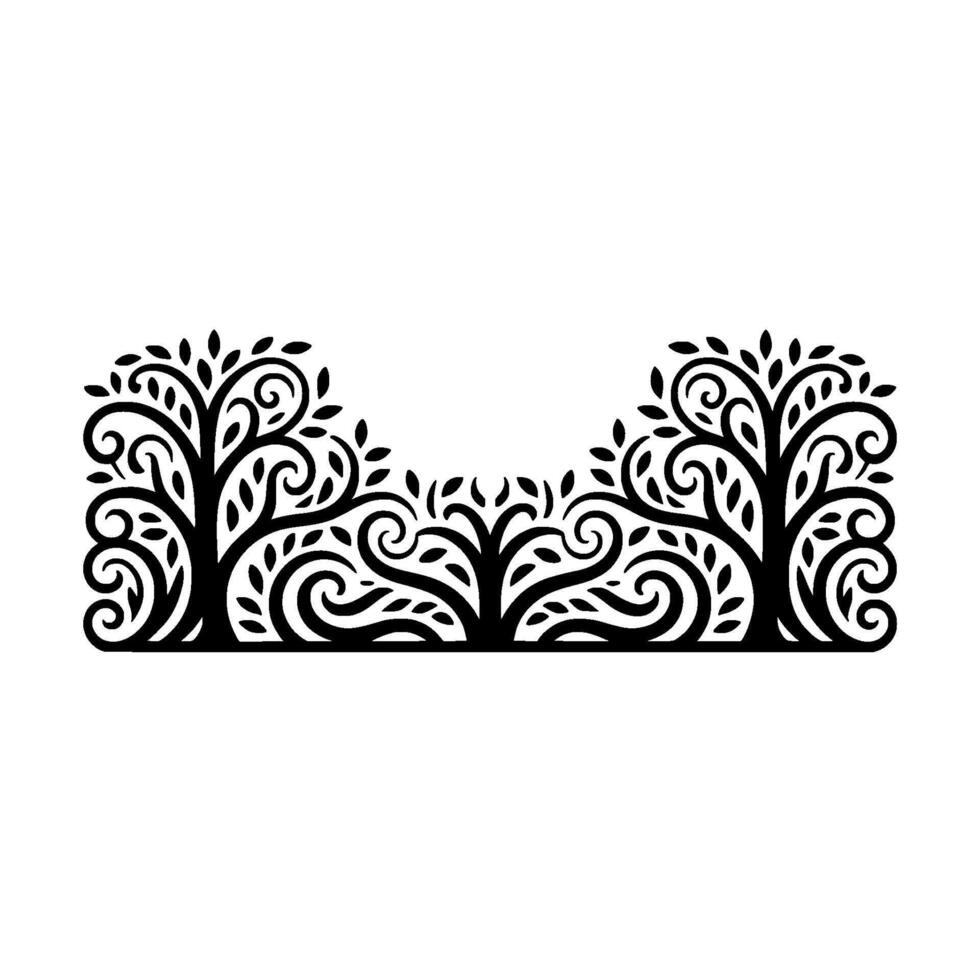 Intricate Black Tree Border, Elegant vector