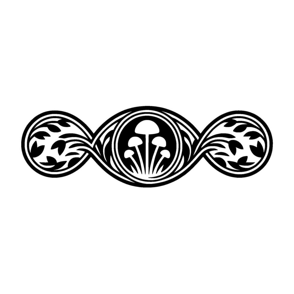 Art Nouveau Mushroom Border, Elegant Botanical - Decorative vector