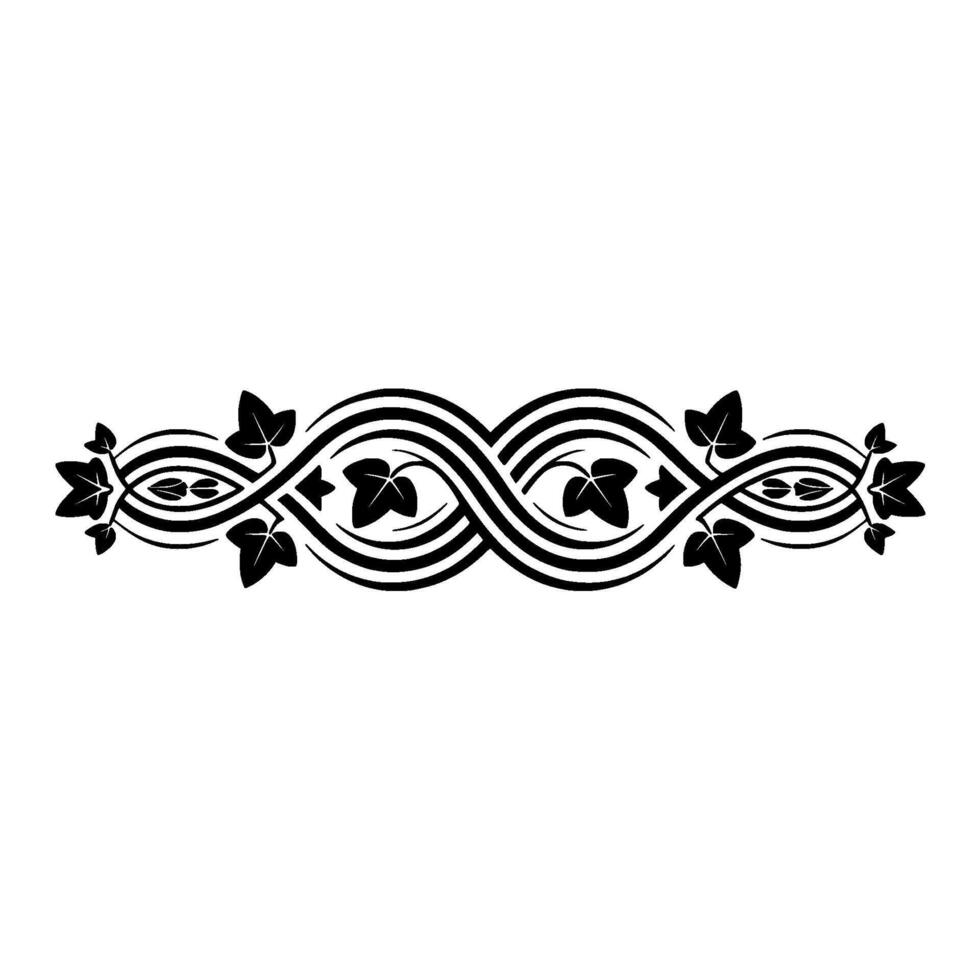 Elegant Black Swirl Border with Ivy Leaves Vintage Element vector