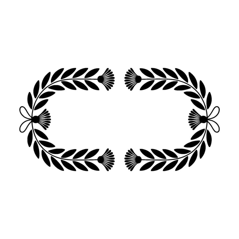 Elegant Black Laurel Wreath Border, Minimalist - Floral - Vintage vector