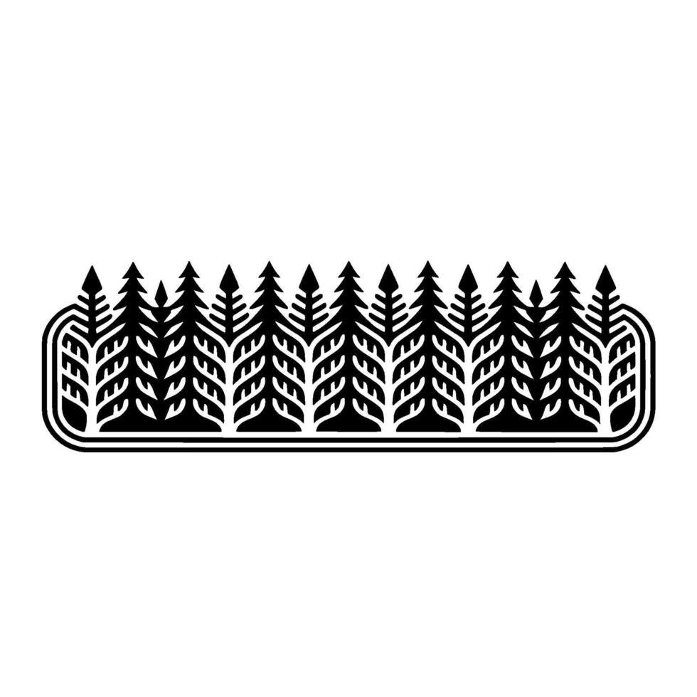 Minimalist Pine Forest Border, Geometric Landscape, Silhouette vector