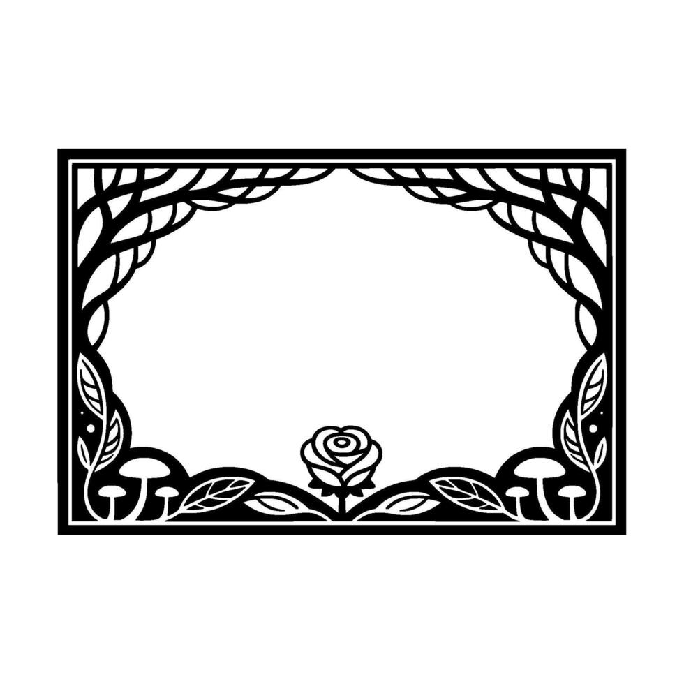 Botanical Frame, Elegant Rose, Forest Motif, Vintage Illustration vector