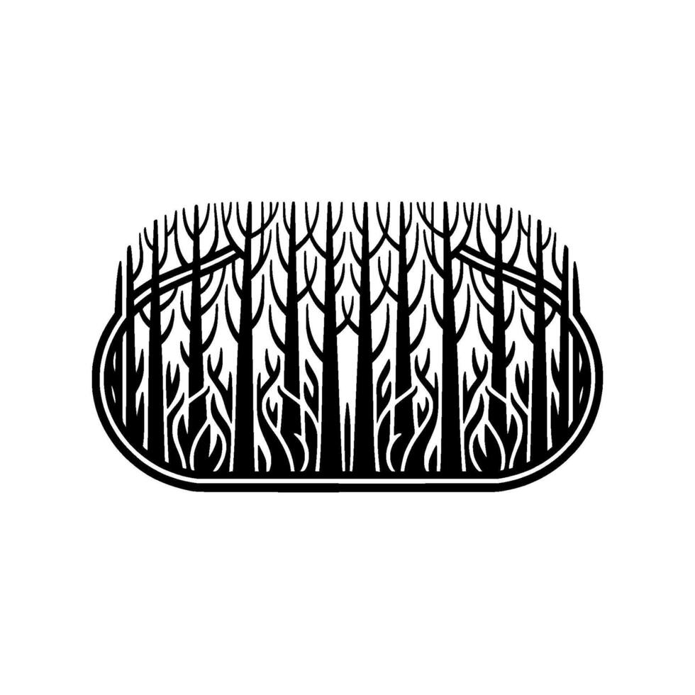 Minimalist Forest Silhouette, Circular Emblem, Illustration vector