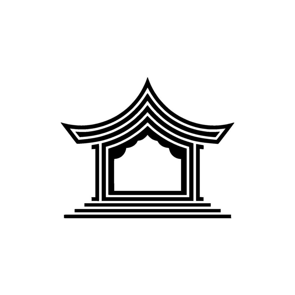 Minimalist Temple Outline, Geometric Sanctuary vector