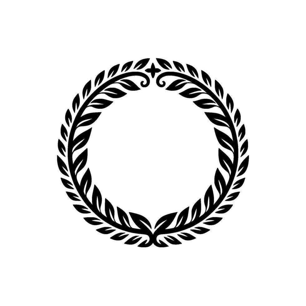 Elegant Laurel Wreath, Minimalist, Blank Space - Floral vector