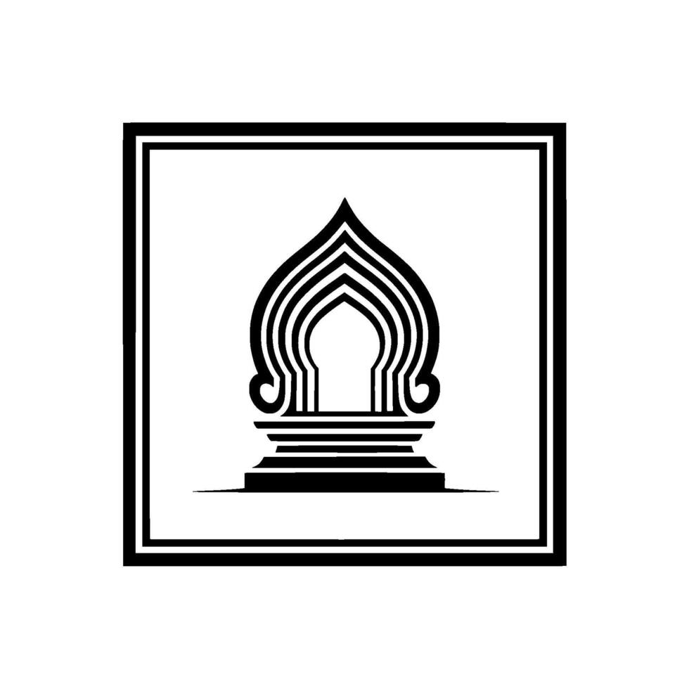 Intricate Thai Pavilion Emblem, Minimalist vector