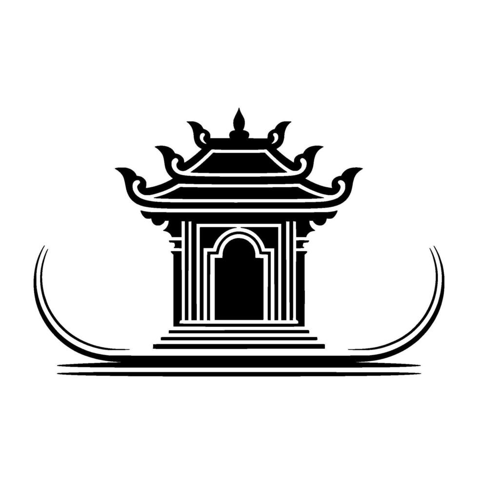 Elegant Thai Pavilion Silhouette, Minimalist vector