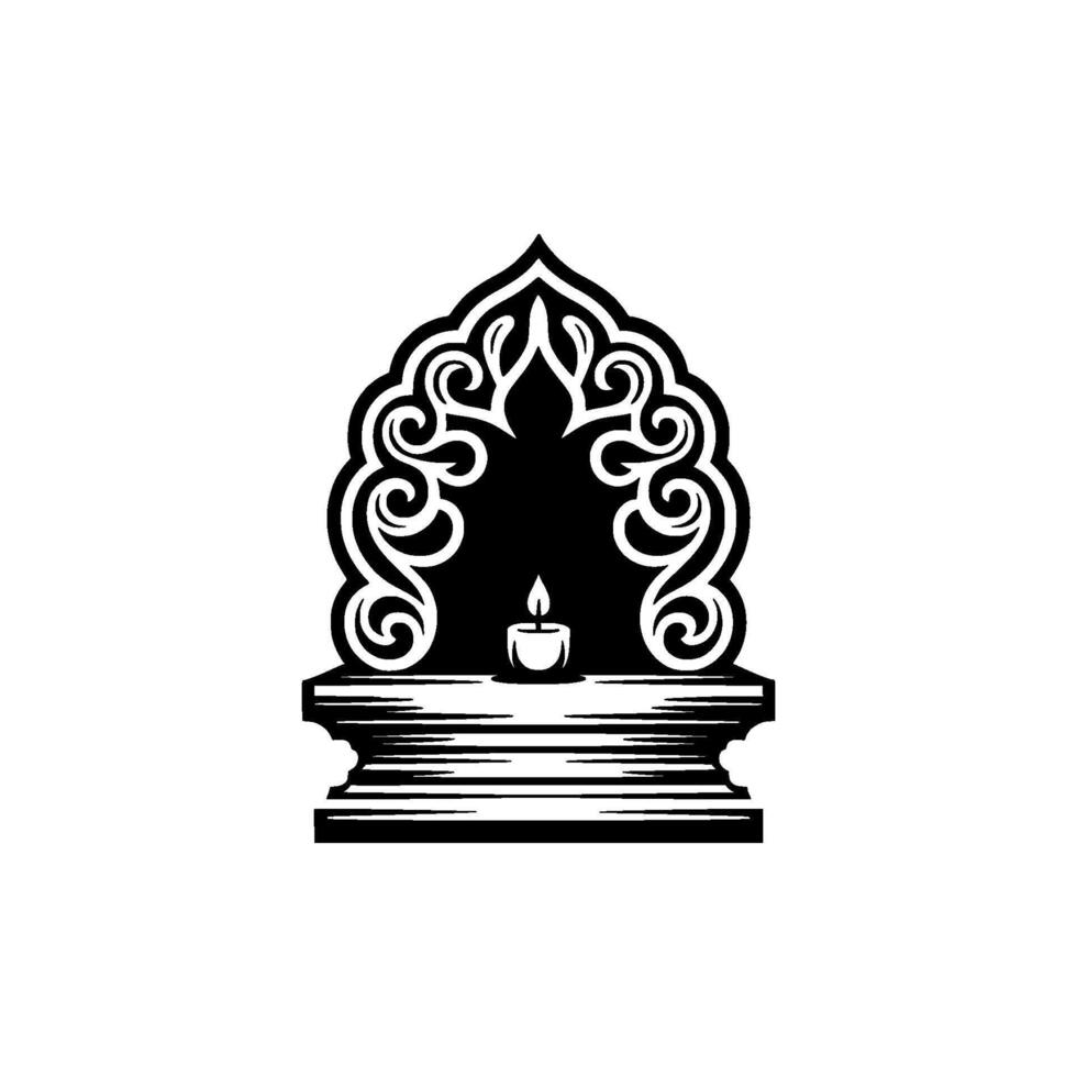 Intricate Archway with Candlelight Spiritual Emblem vector