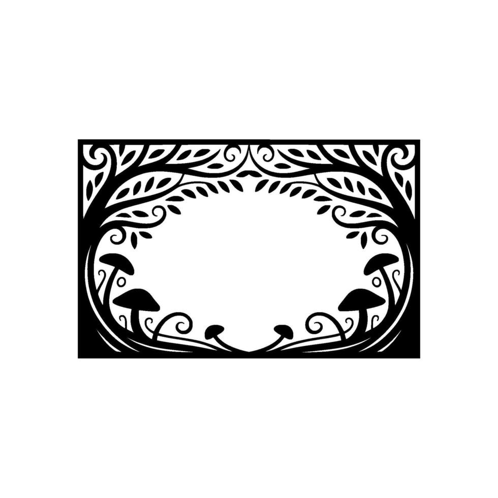 Intricate Botanical Frame, Vintage Illustration, Mystical Border vector