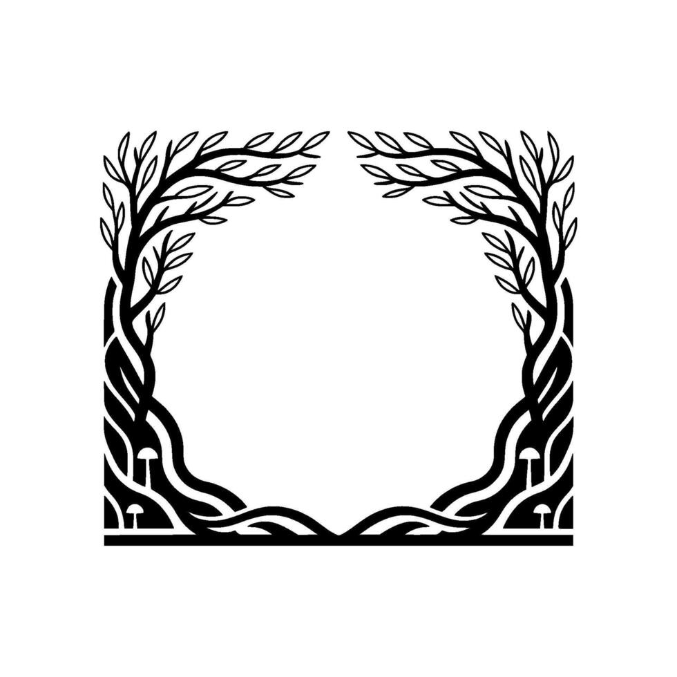 Intricate Branch Frame, Vintage Botanical Illustration vector