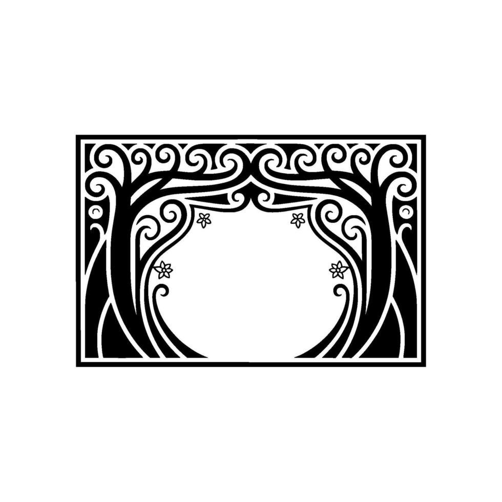 Ornate Black Tree Portal, Vintage Illustration vector