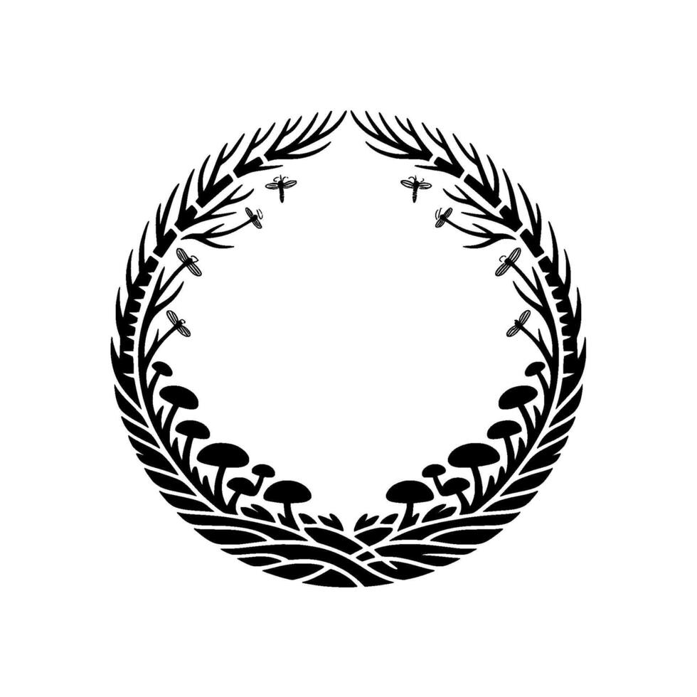 Botanical Circle, Woodland Charm, Natural Emblem vector