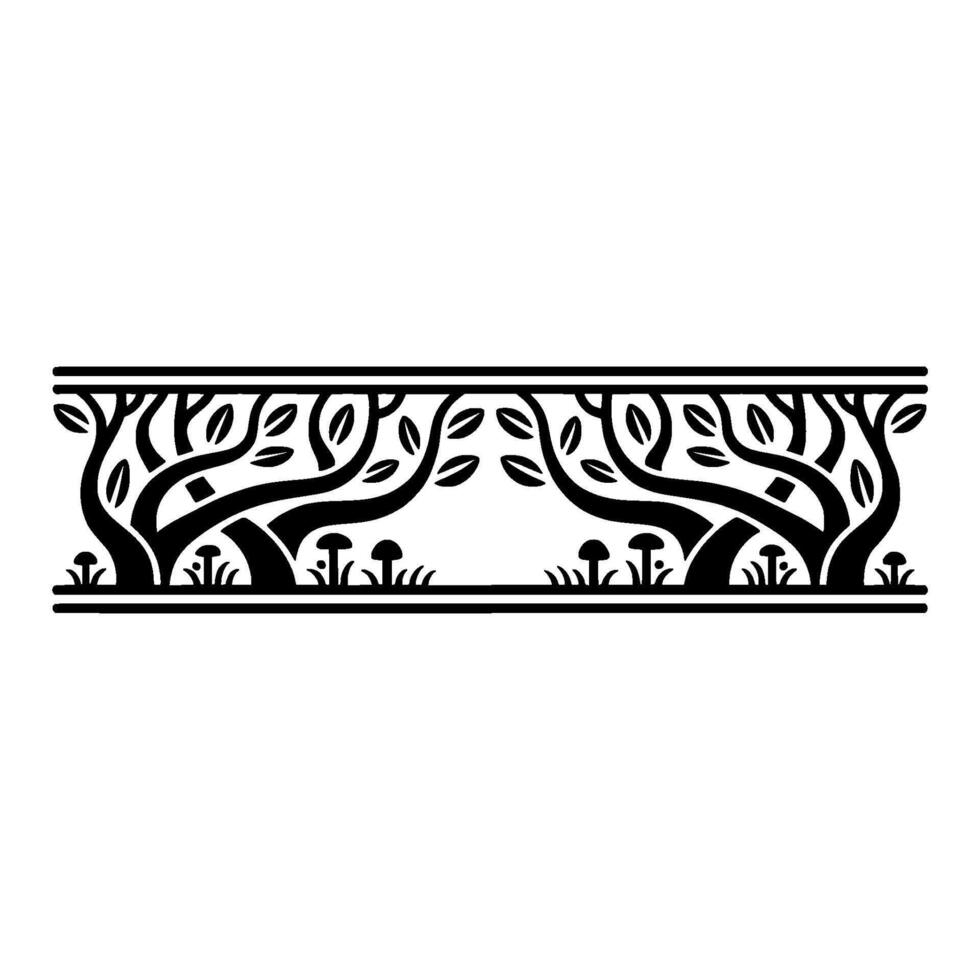 Stylized Forest Border, Art Nouveau Inspired, Decorative vector