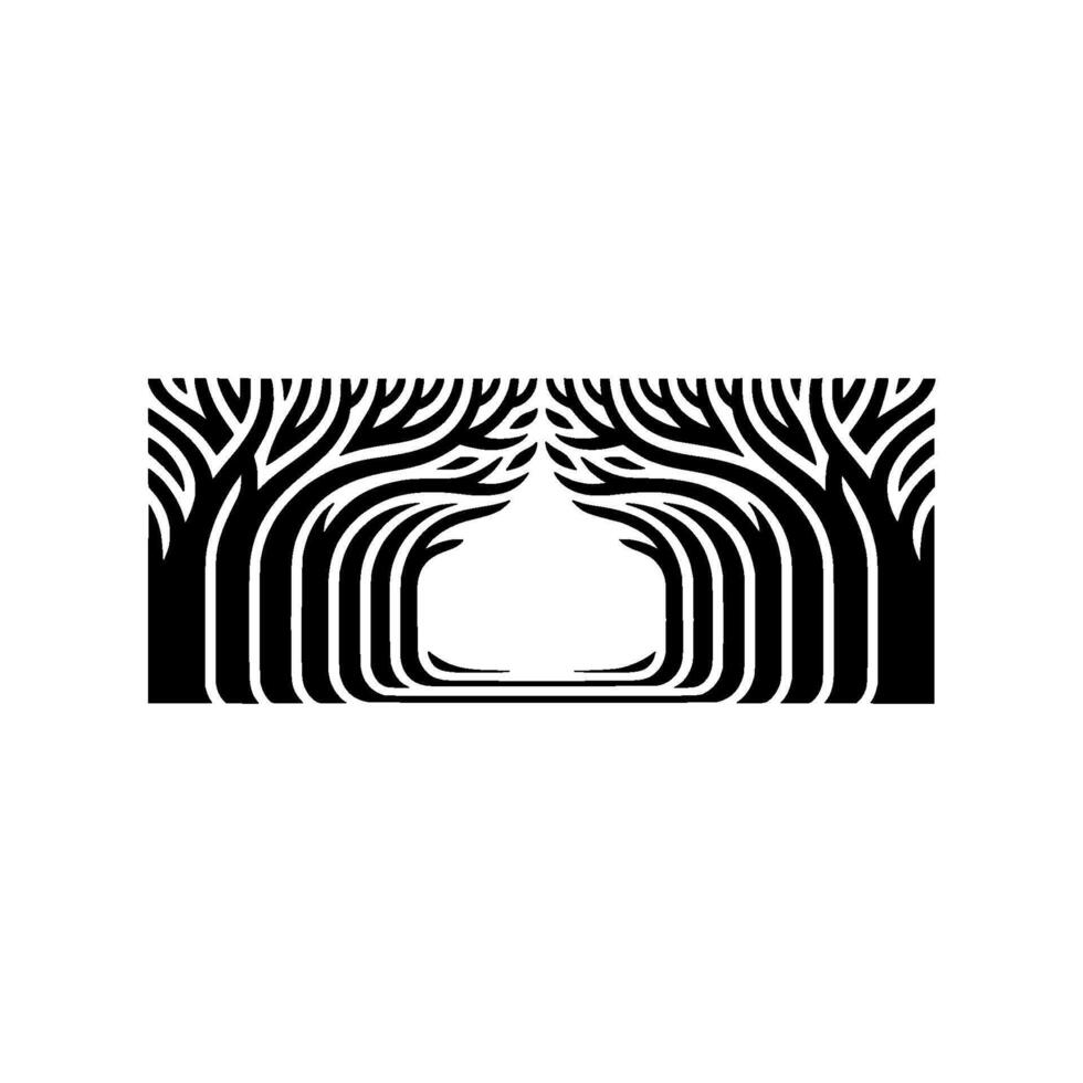 Abstract Tree Portal, Minimalist Silhouette, Geometric Depth vector