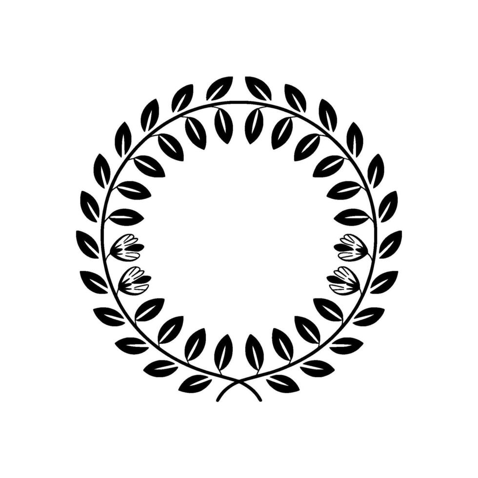 Elegant Botanical Wreath, Minimalist, Circular Frame vector
