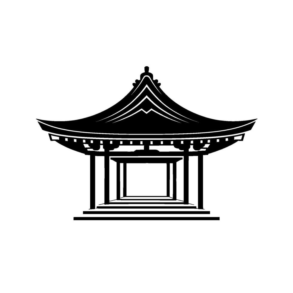 Minimalist Japanese Pagoda, Serene Silhouette vector
