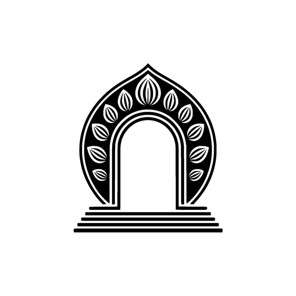 Stylized Archway with Leaf Motifs Minimalist Emblem vector