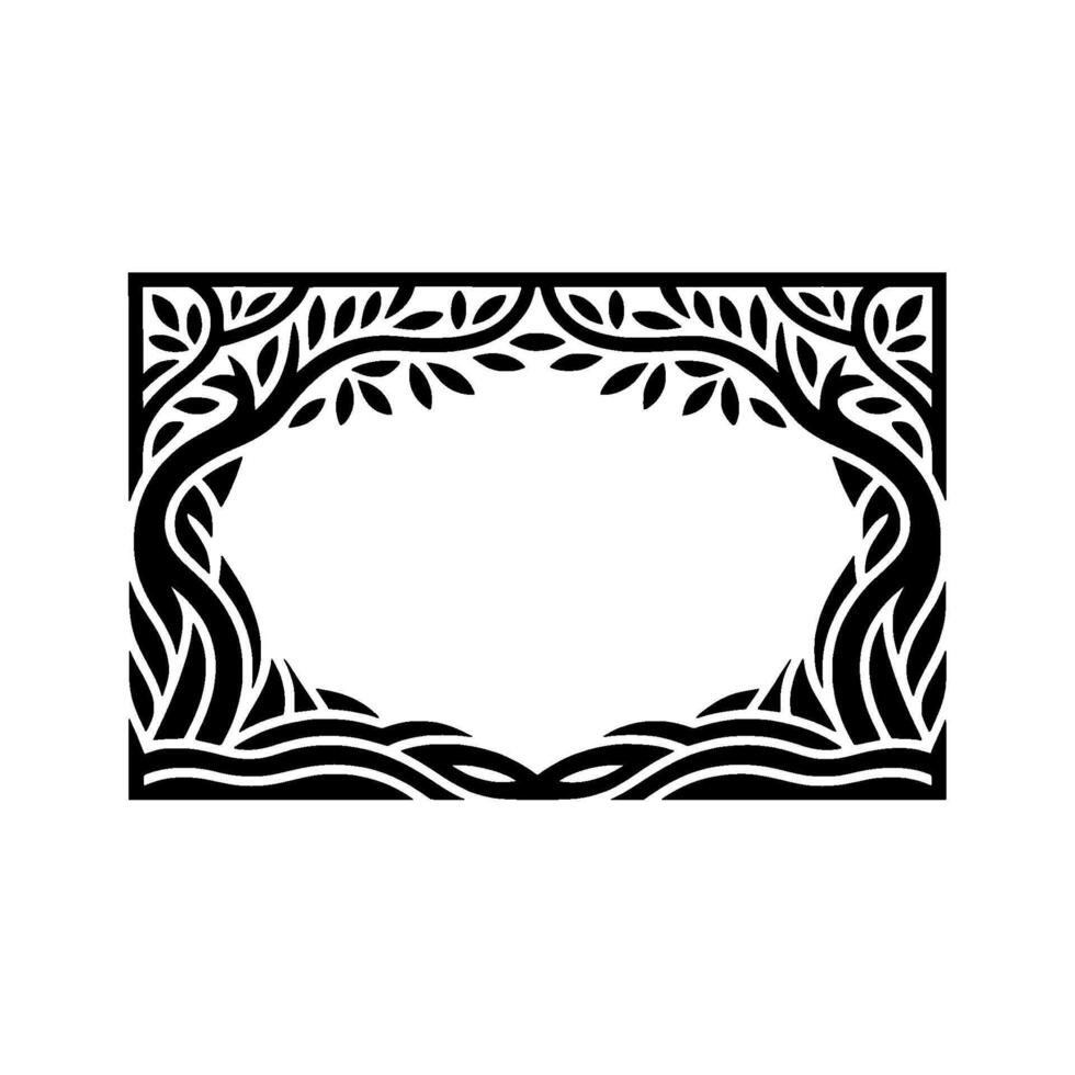 Stylized Tree Frame, Elegant Botanical Border, Minimalist, Trees vector