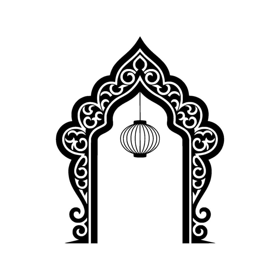 Intricate Archway with Lantern - Islamic vector
