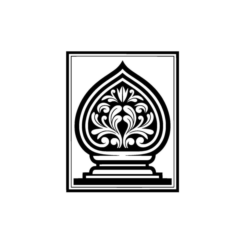 Intricate Islamic Ornament, Geometric, Black White Emblem vector