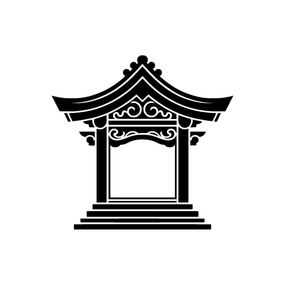 Elegant Japanese Pagoda Silhouette, Minimalist - Architecture vector