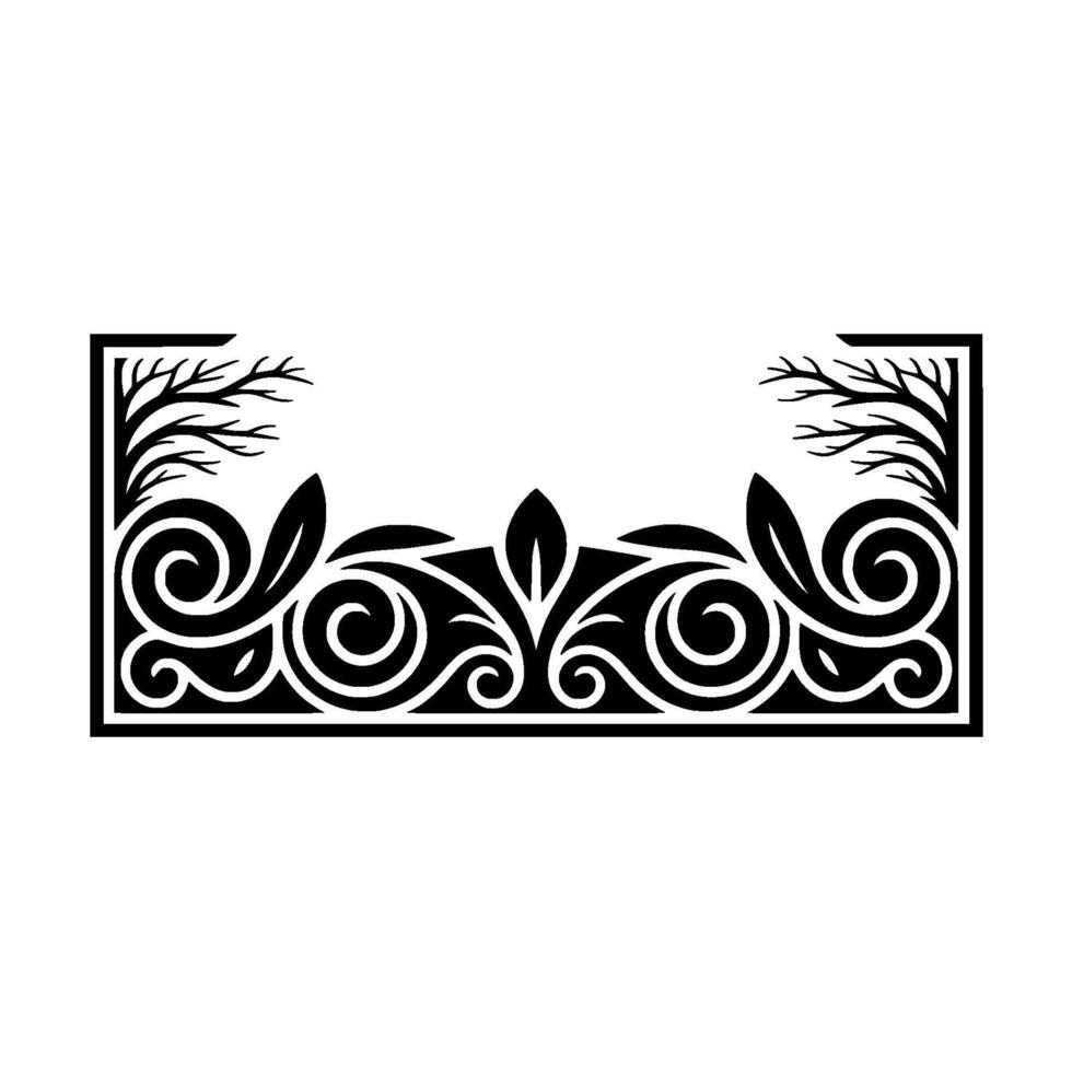 Elegant Black Floral Border, Vintage Element, Branch vector