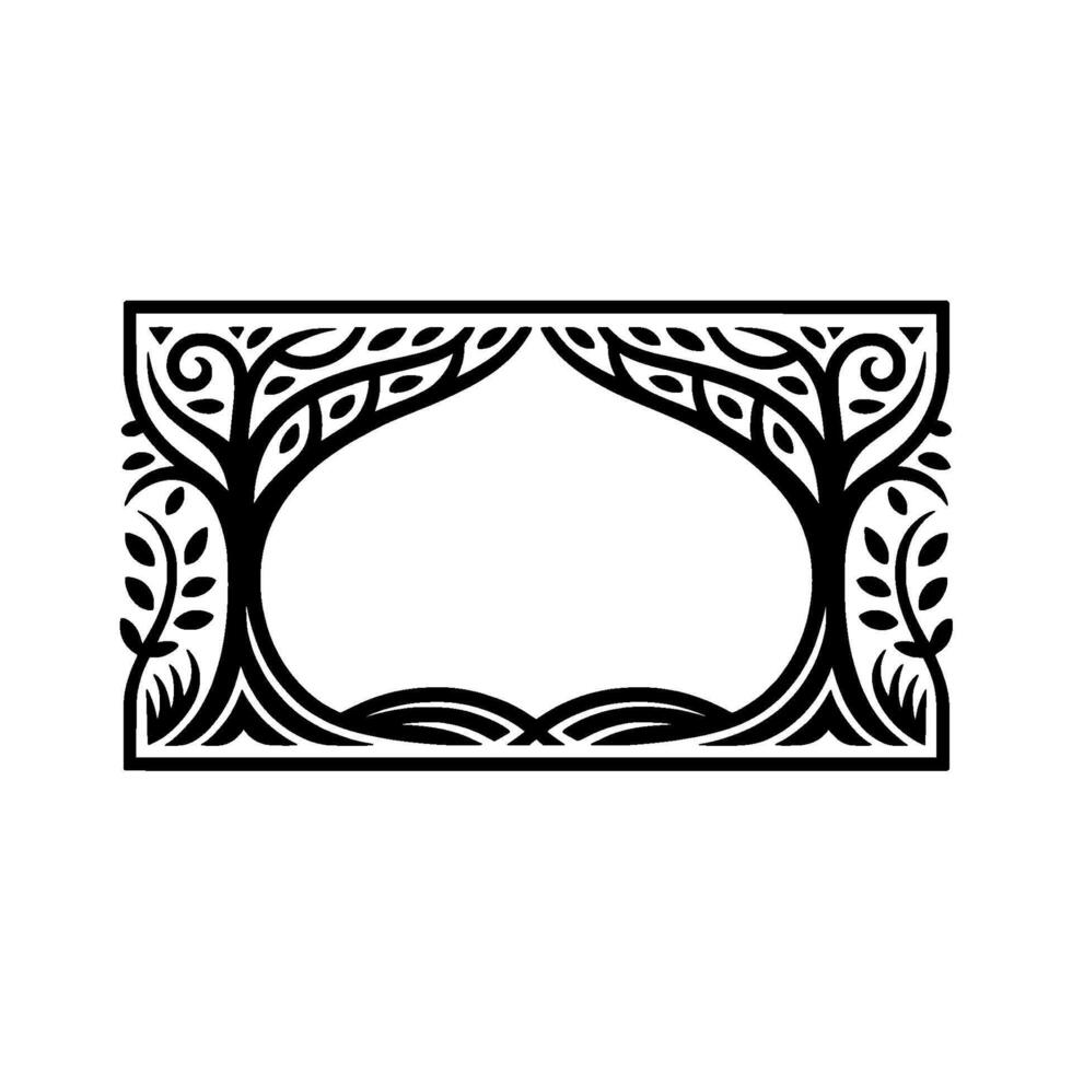 Stylized Tree Frame, Organic, Minimalist Illustration vector