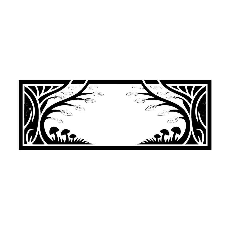 Stylized Forest Border, Art Deco Botanical Illustration vector