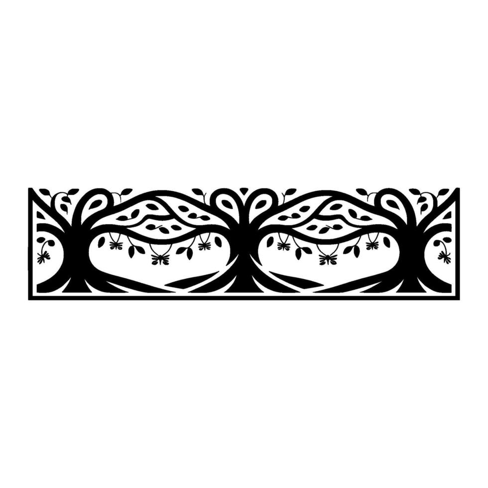 Stylized Black Tree Border, Elegant Botanical vector