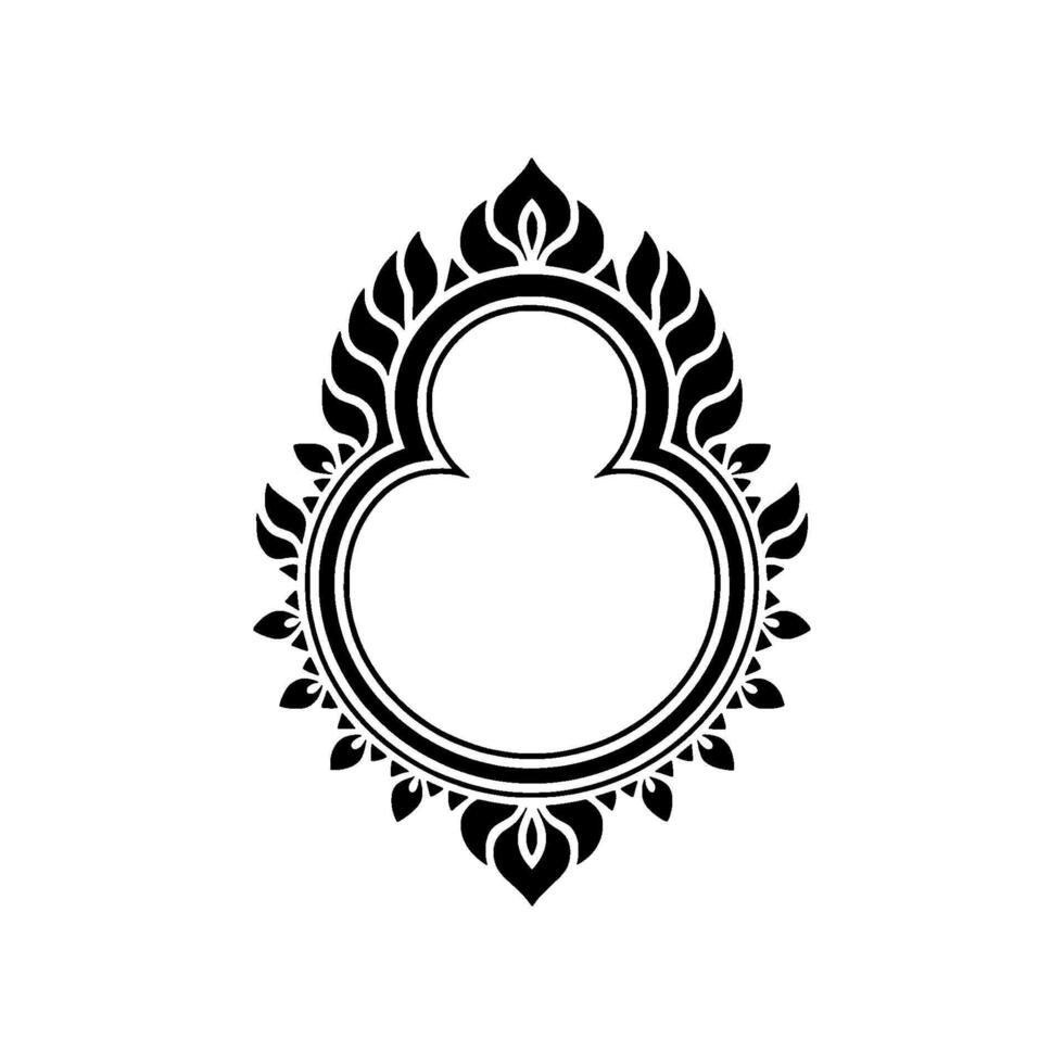 Elegant Black Floral Ornament, Vintage Element, Circular vector