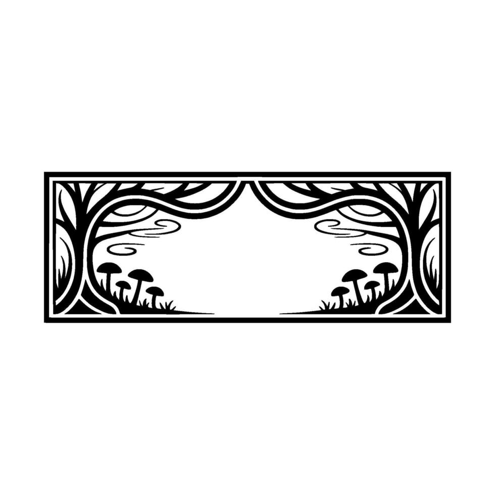 Stylized Forest Frame, Intricate Botanical vector