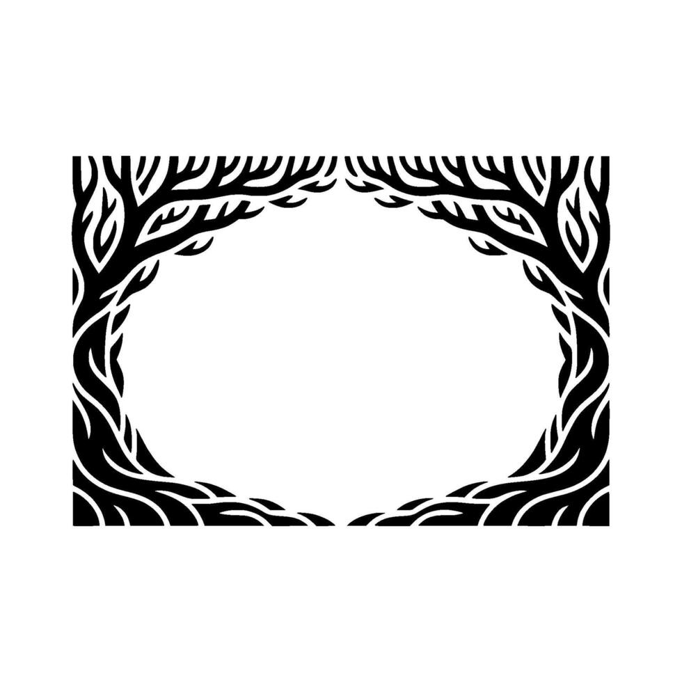 Tribal Tree Frame, Elegant Border, Minimalist vector