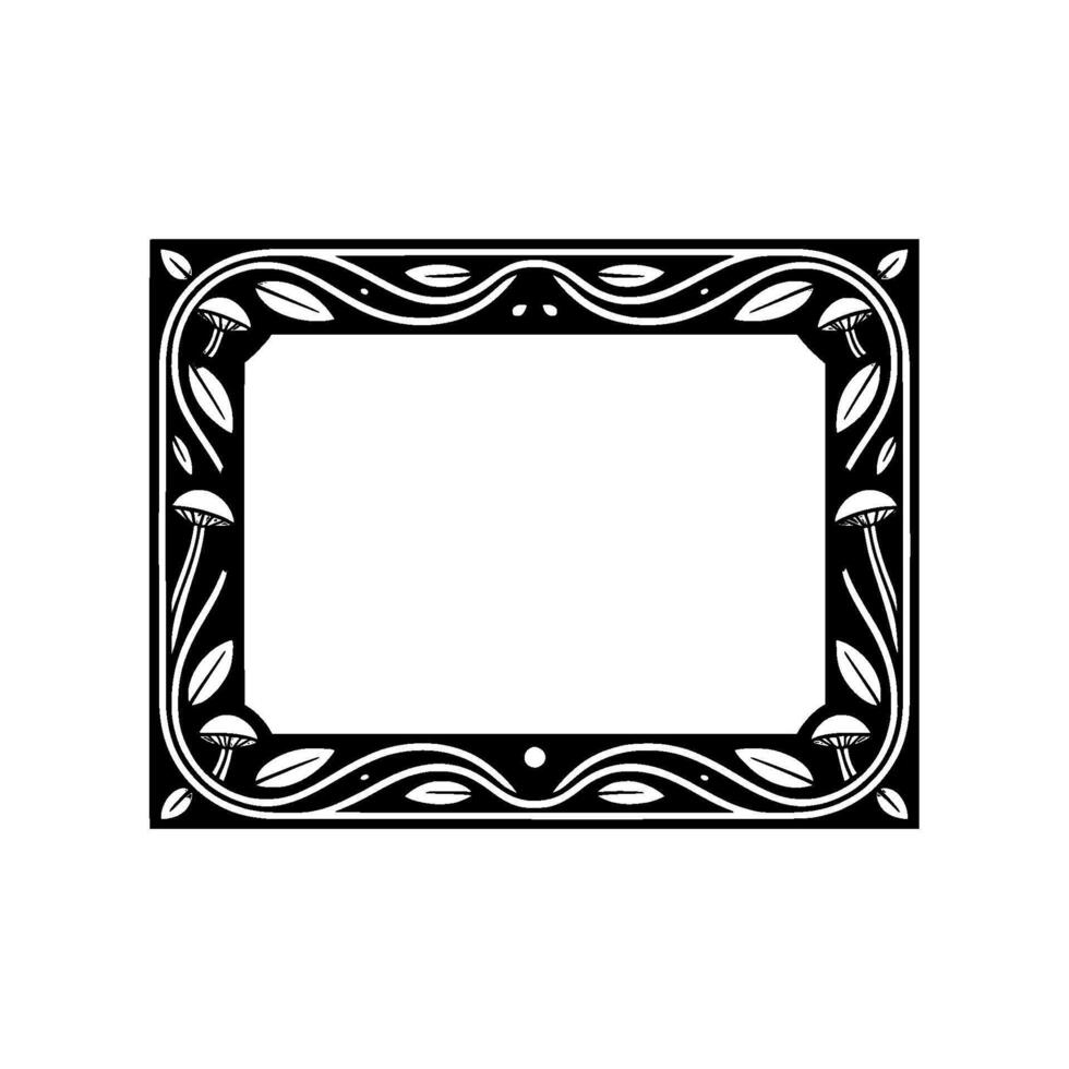 Art Nouveau Mushroom Frame, Elegant Border vector