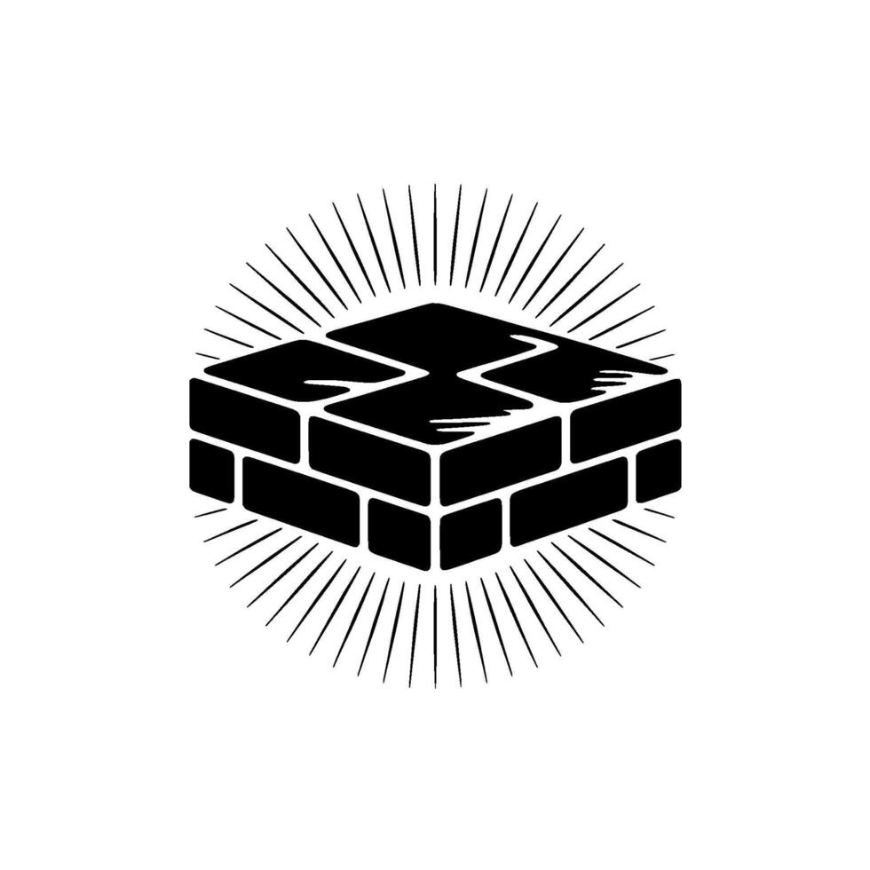 Geometric Brick Barrier, Minimalist, Protective Shield vector