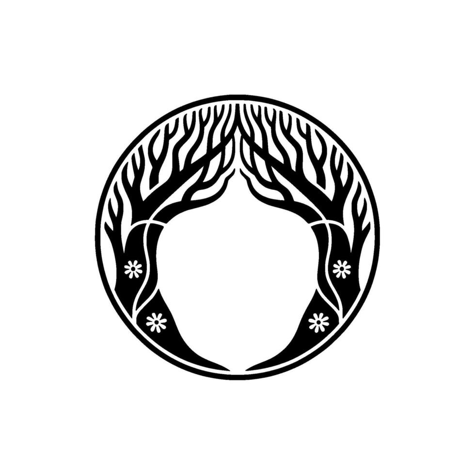 Circular Tree Emblem, Ancient Roots, Symbolic Growth vector