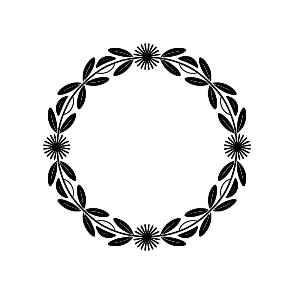 Minimalist Botanical Wreath, Circular, Foliage vector