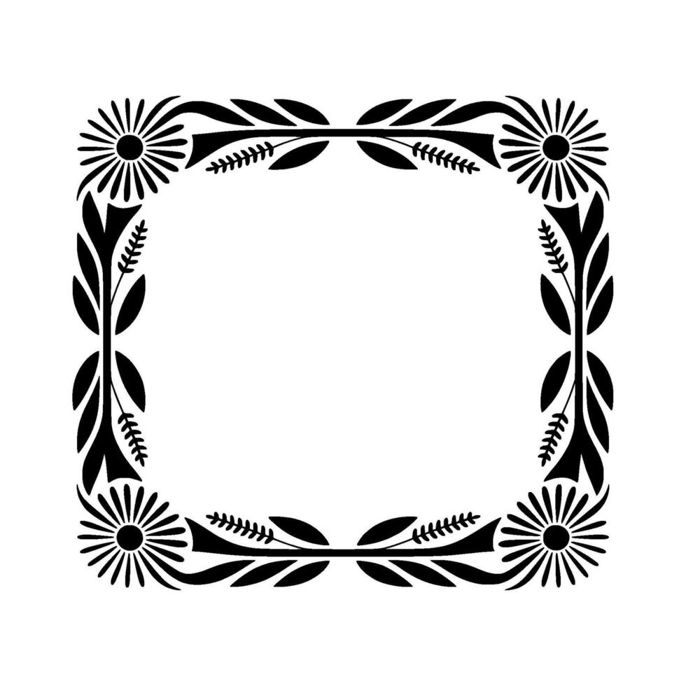 Stylized Floral Frame, Vintage, Decorative Border - Botanical vector